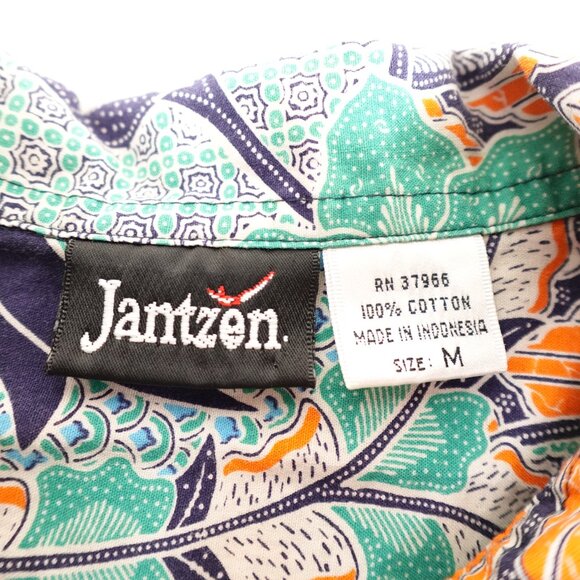 Jantzen Tropical Print Hawaiian Shirt Men's Medium 100% Cotton Short Sleeve - Picture 3 of 7